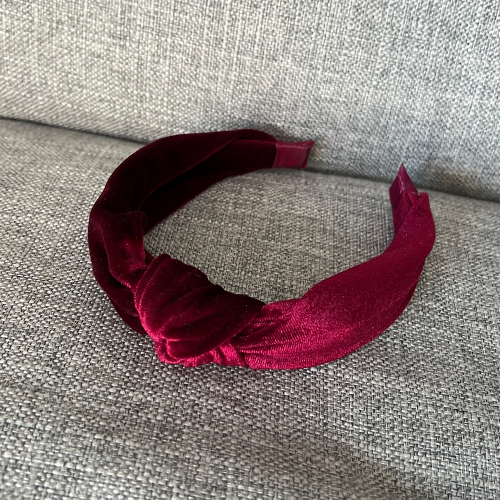 Burgundy Velvet Top Knot Headband